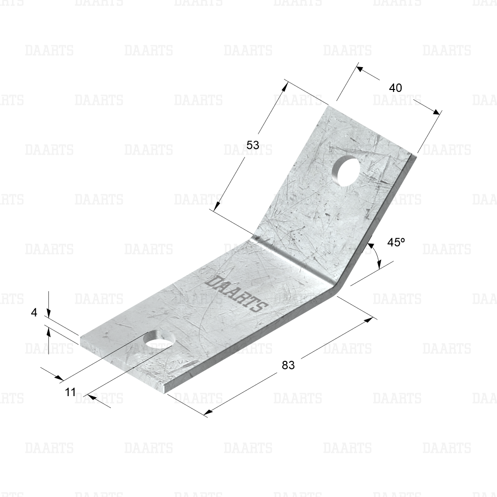 с размерами Уголок DS MQL 53х83 45 135